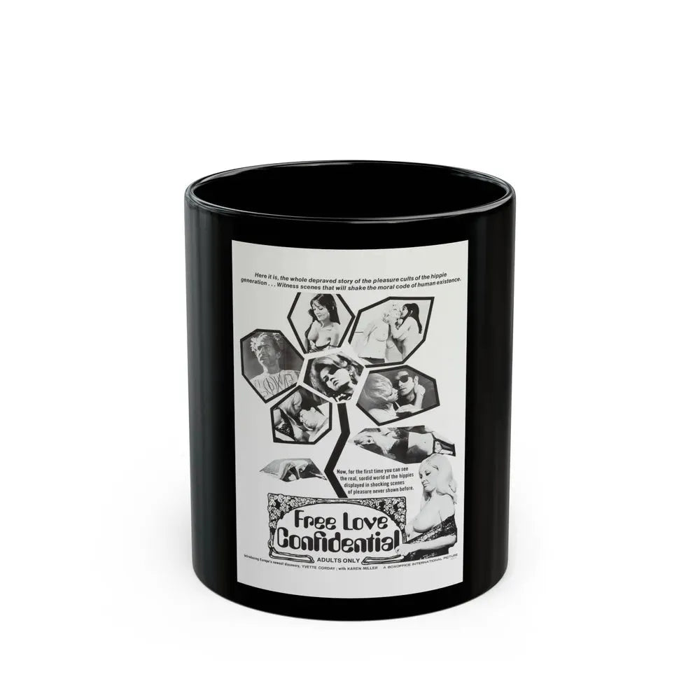 FREE LOVE CONFIDENTIAL 1967 Movie Poster - Black Coffee Mug 11oz - Go Mug Yourself