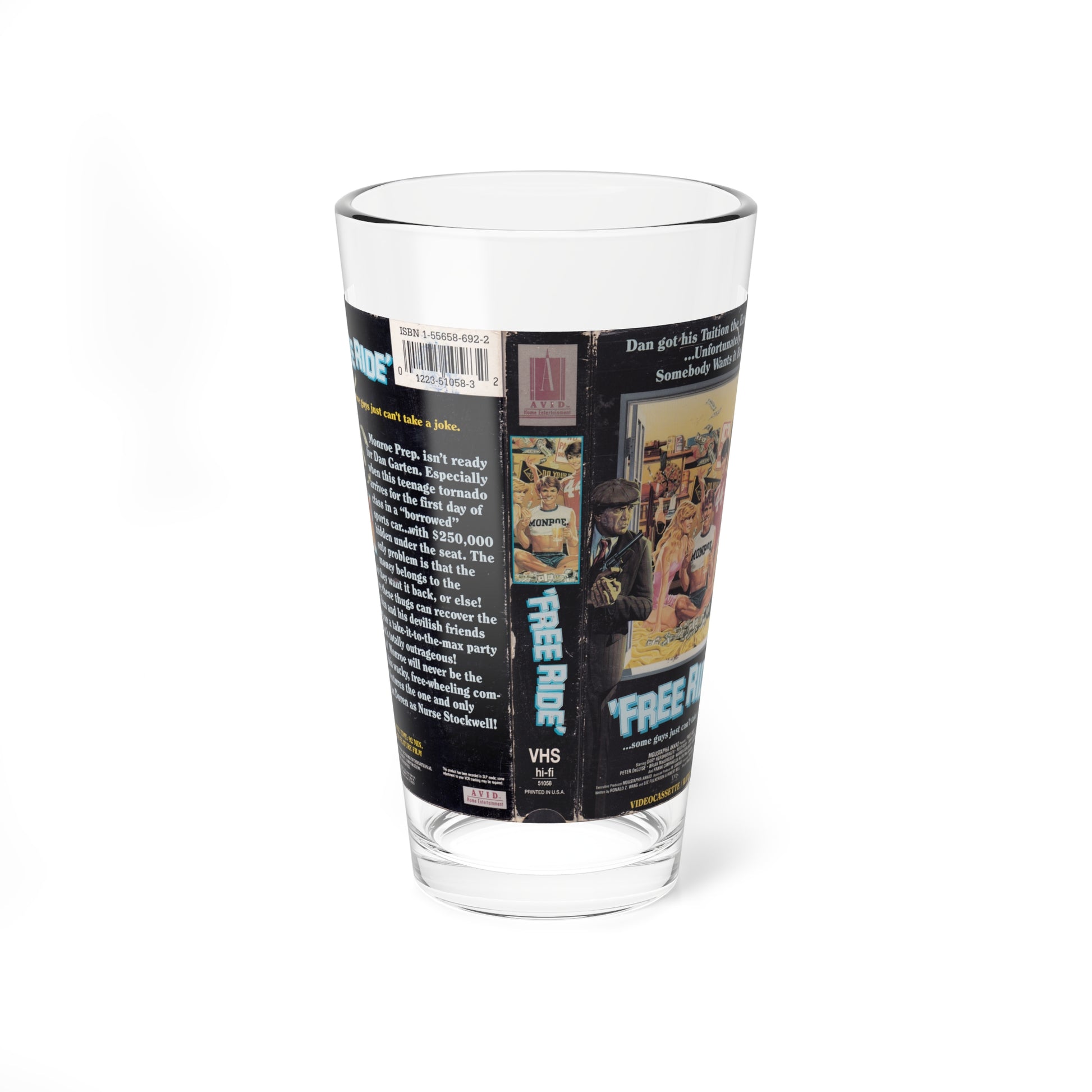 FREE RIDE (VHS COVER) Pint Glass 16oz-16oz-Go Mug Yourself