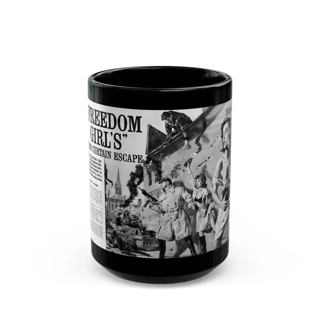 Freedom Girl's' Iron Curtain Escape, For Men Only, June 1964 - Black Coffee Mug 15oz - Go Mug Yourself