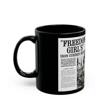 Freedom Girl's' Iron Curtain Escape, For Men Only, June 1964 - Black Coffee Mug - Go Mug Yourself