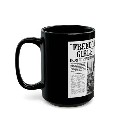 Freedom Girl's' Iron Curtain Escape, For Men Only, June 1964 - Black Coffee Mug - Go Mug Yourself