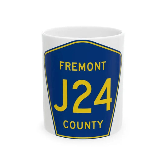 Fremont County Route J24 IA (Iowa) (Road Sign) White Coffee Mug 11oz - Go Mug Yourself