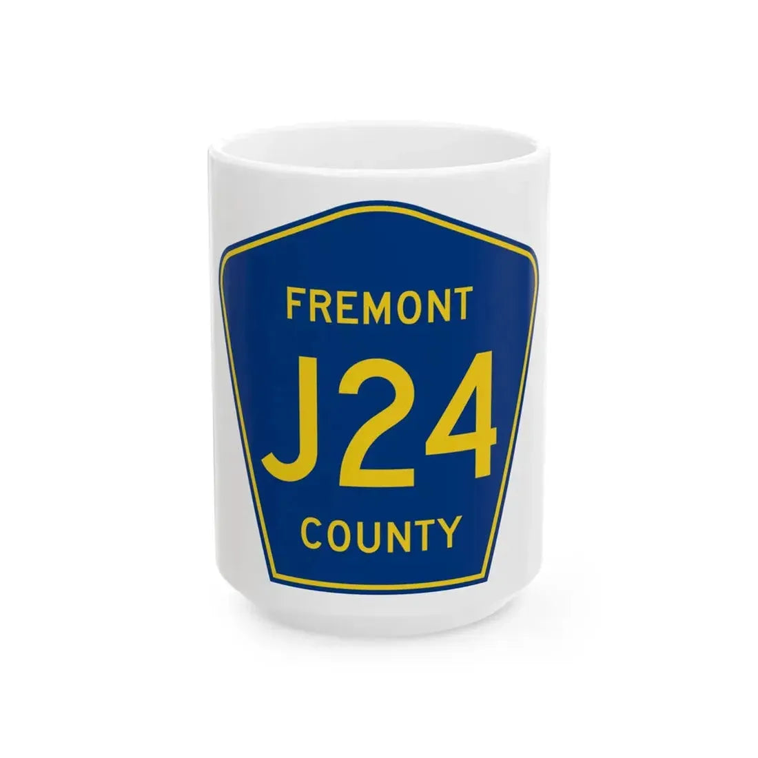 Fremont County Route J24 IA (Iowa) (Road Sign) White Coffee Mug 15oz - Go Mug Yourself