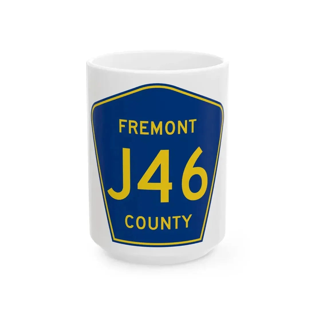 Fremont County Route J46 IA (Iowa) (Road Sign) White Coffee Mug 15oz - Go Mug Yourself