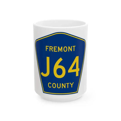 Fremont County Route J64 IA (Iowa) (Road Sign) White Coffee Mug 15oz - Go Mug Yourself