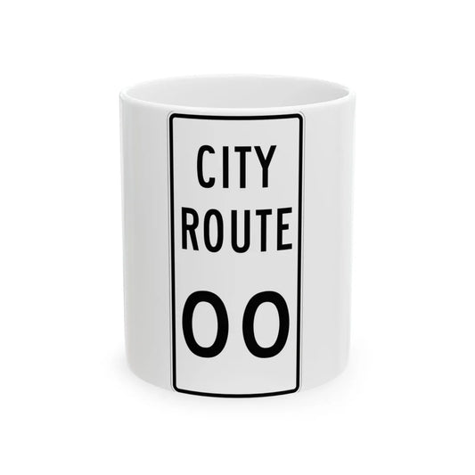 Fremont Ohio city route shield template (Ohio) (Road Sign) White Coffee Mug 11oz - Go Mug Yourself