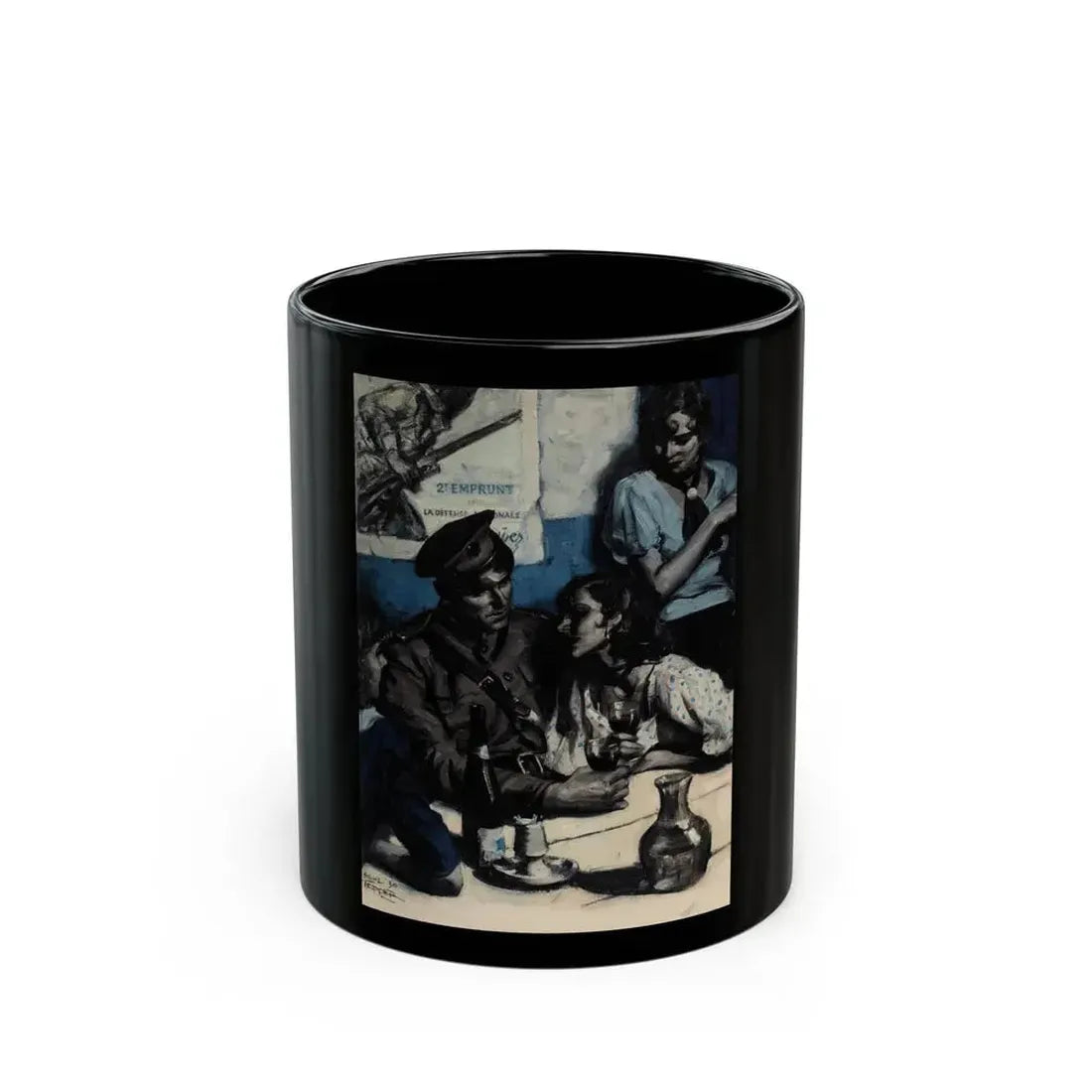 French Cafe, 1939 - Black Coffee Mug 11oz - Go Mug Yourself