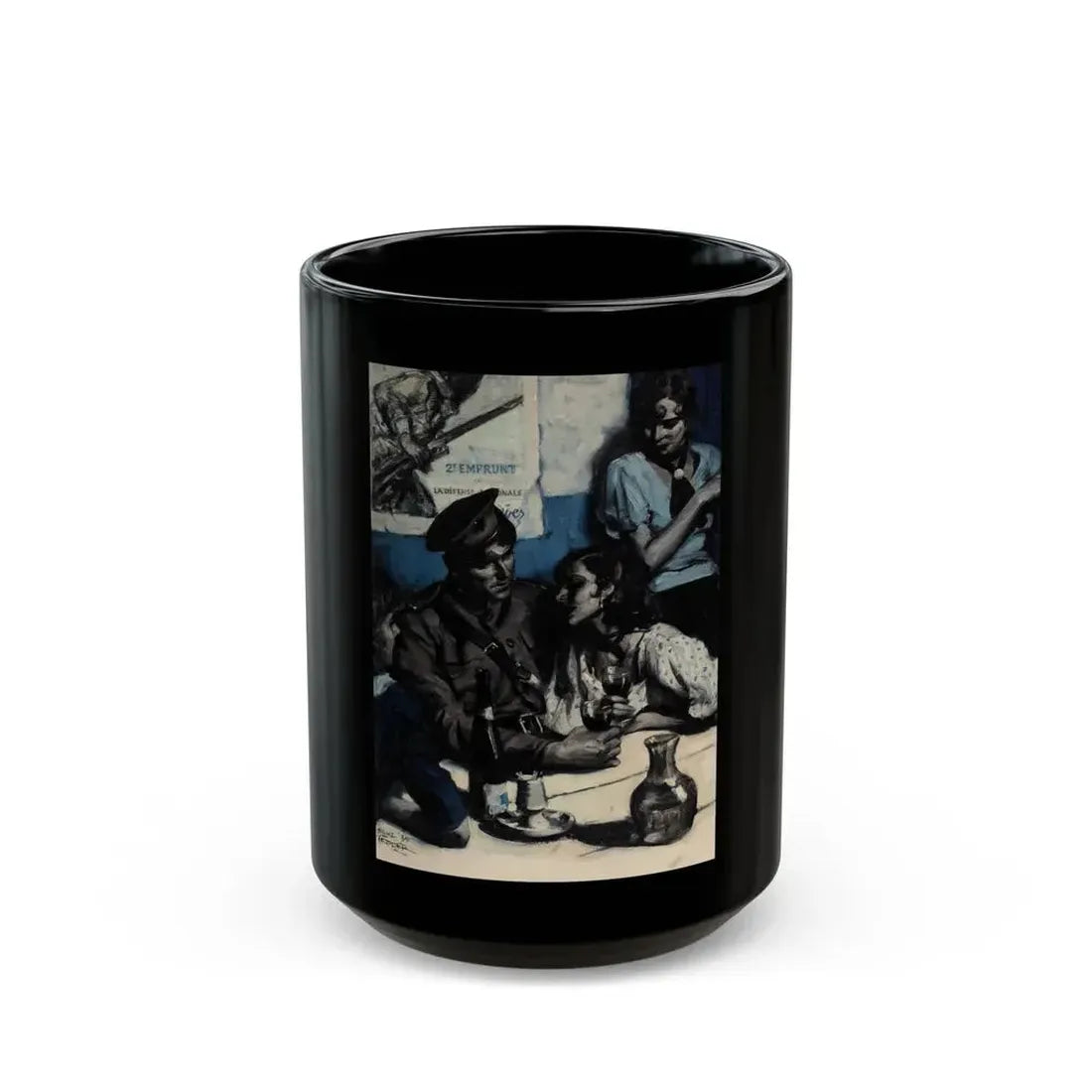 French Cafe, 1939 - Black Coffee Mug 15oz - Go Mug Yourself