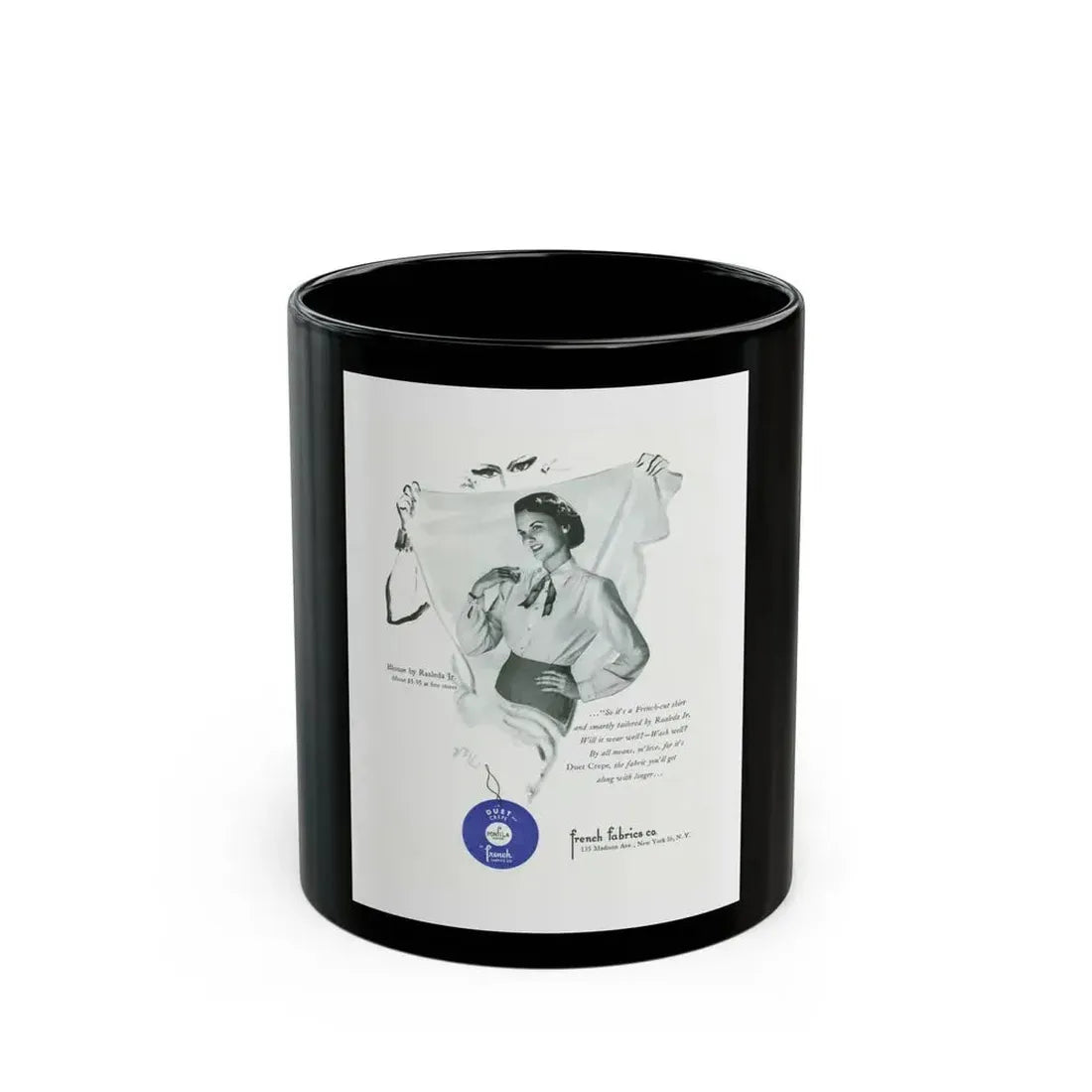 French Fabric, 1948 - Black Coffee Mug 11oz - Go Mug Yourself