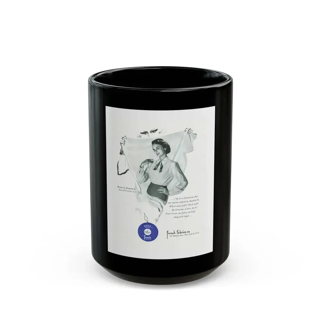 French Fabric, 1948 - Black Coffee Mug 15oz - Go Mug Yourself