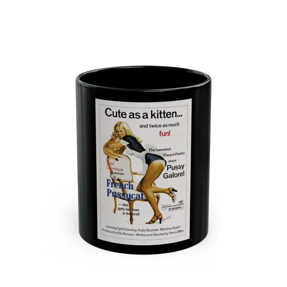 FRENCH PUSSYCAT 1972 Movie Poster - Black Coffee Mug 11oz - Go Mug Yourself