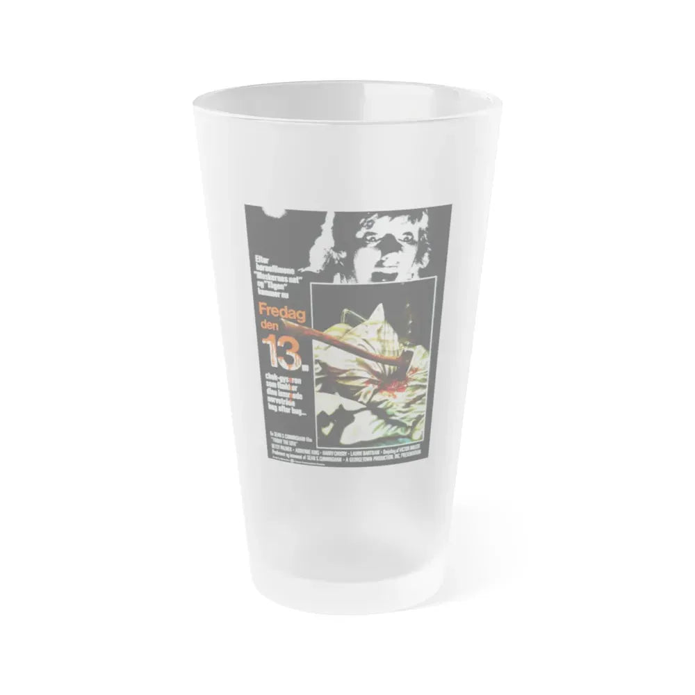 FRIDAY THE 13TH (DANISH) 1980 Movie Poster - Frosted Pint Glass 16oz 16oz Frosted - Go Mug Yourself