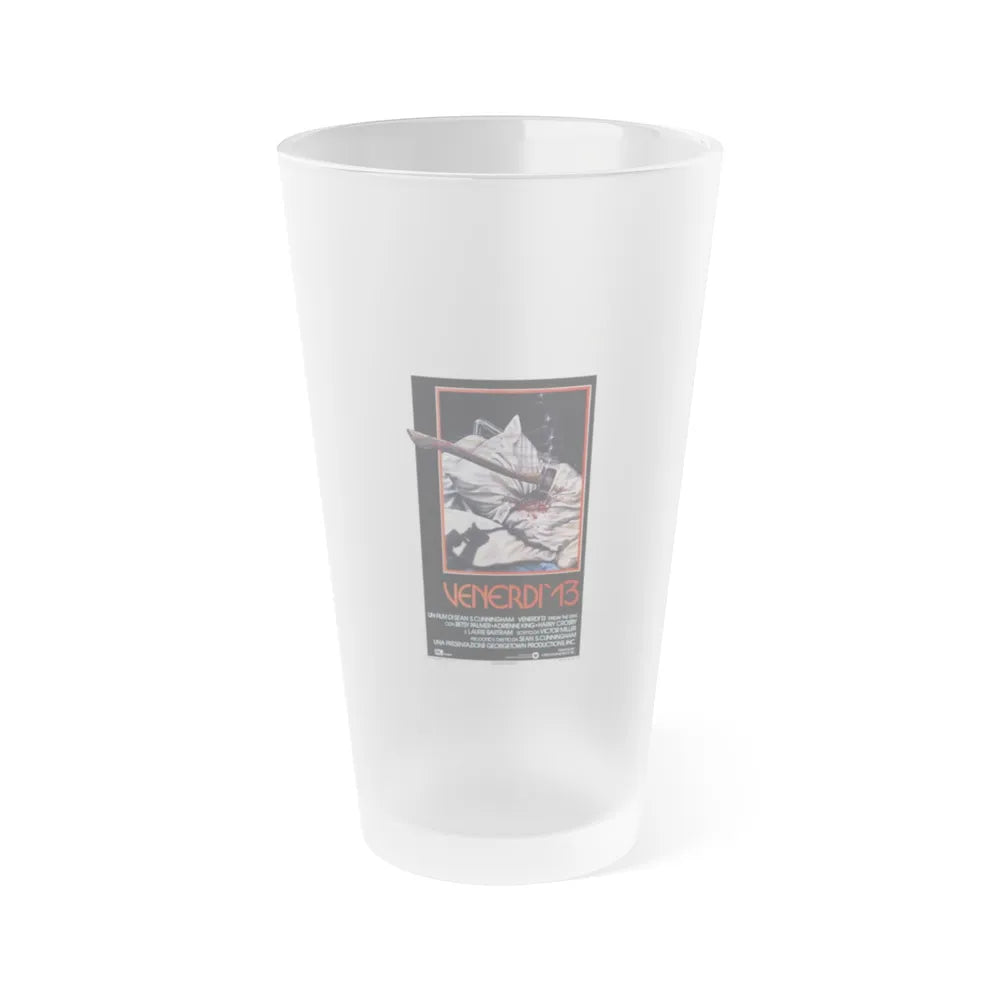 FRIDAY THE 13TH (ITALIAN) 1980 Movie Poster - Frosted Pint Glass 16oz-16oz-Frosted-Go Mug Yourself