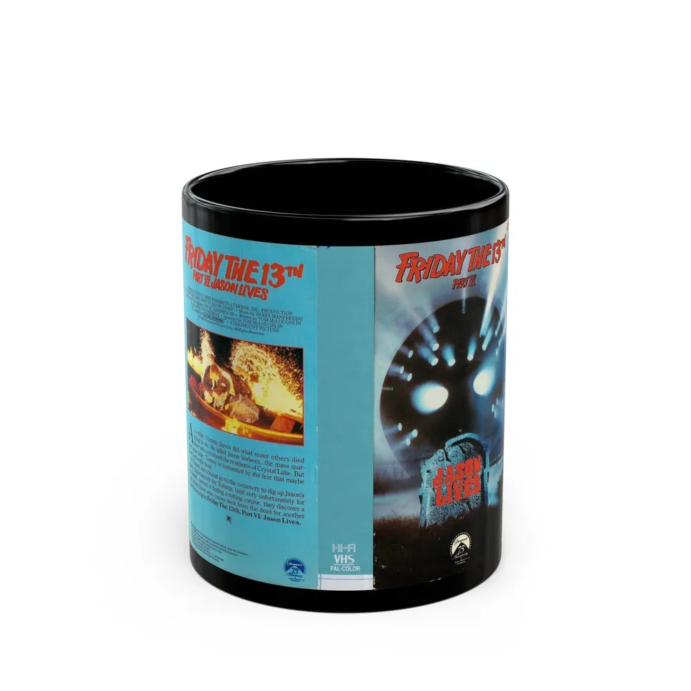 FRIDAY THE 13TH PART 6 JASON LIVES (VHS COVER) - Black Coffee Mug-11oz-Go Mug Yourself