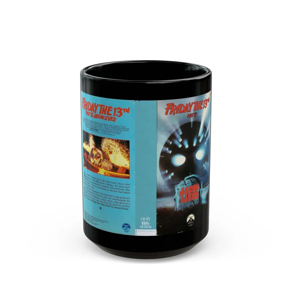 FRIDAY THE 13TH PART 6 JASON LIVES (VHS COVER) - Black Coffee Mug-15oz-Go Mug Yourself