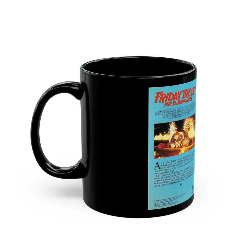 FRIDAY THE 13TH PART 6 JASON LIVES (VHS COVER) - Black Coffee Mug-Go Mug Yourself