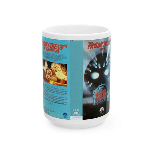 FRIDAY THE 13TH PART 6 JASON LIVES (VHS COVER) - White Coffee Mug 15oz - Go Mug Yourself