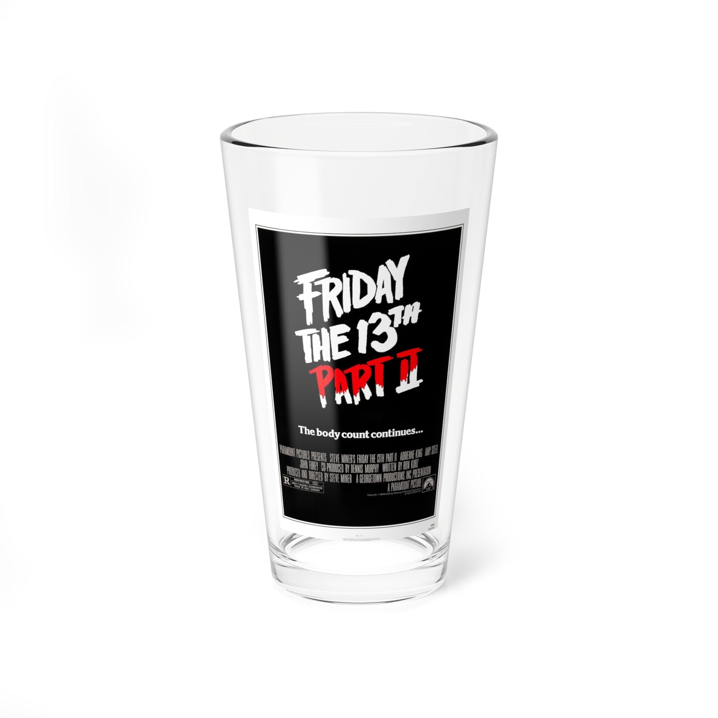 FRIDAY THE 13TH PART II 1981 Movie Poster - Pint Glass 16oz-16oz-Go Mug Yourself