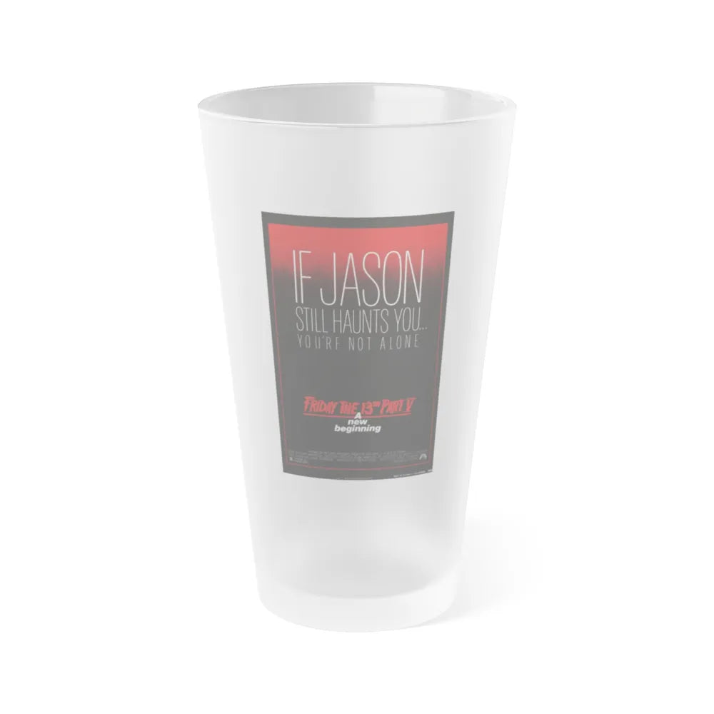 FRIDAY THE 13TH PART V - A NEW BEGINNING 1985 Movie Poster - Frosted Pint Glass 16oz-16oz-Frosted-Go Mug Yourself