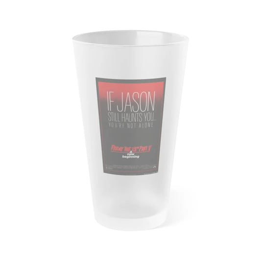 FRIDAY THE 13TH PART V - A NEW BEGINNING 1985 Movie Poster - Frosted Pint Glass 16oz-16oz-Frosted-Go Mug Yourself