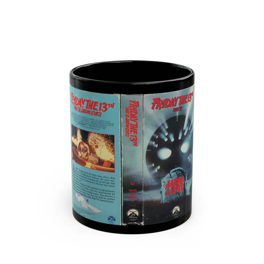 FRIDAY THE 13TH PART VI JASON LIVES (VHS COVER) - Black Coffee Mug-11oz-Go Mug Yourself