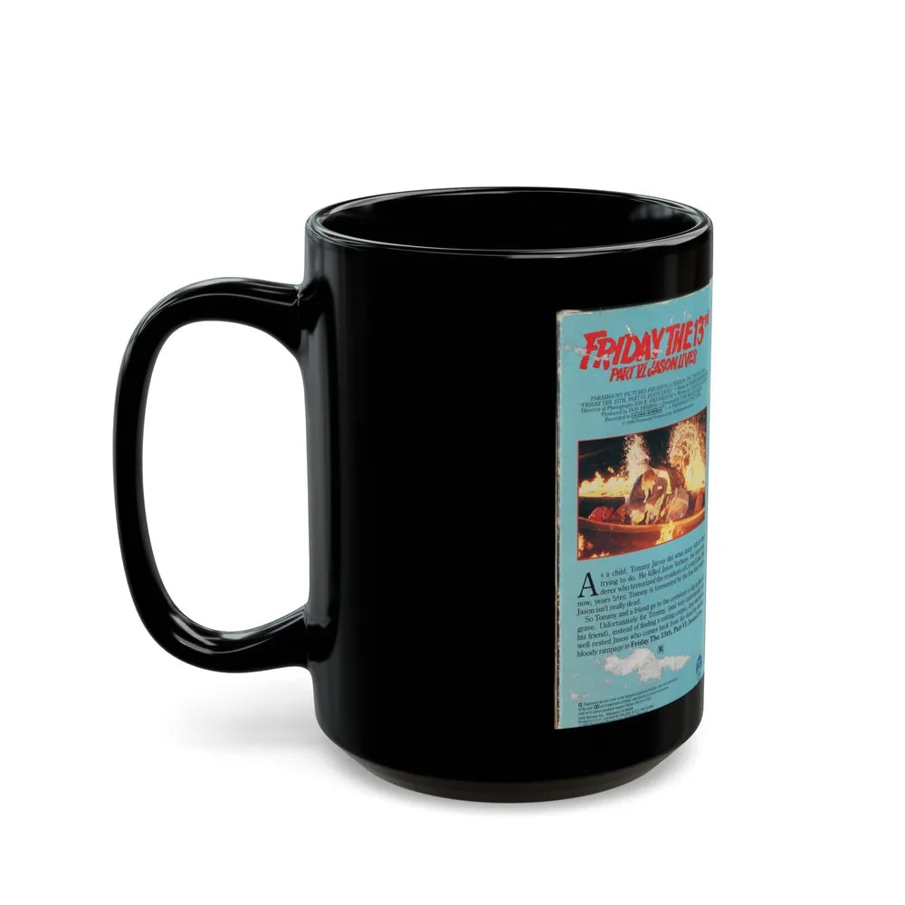 FRIDAY THE 13TH PART VI JASON LIVES (VHS COVER) - Black Coffee Mug-Go Mug Yourself