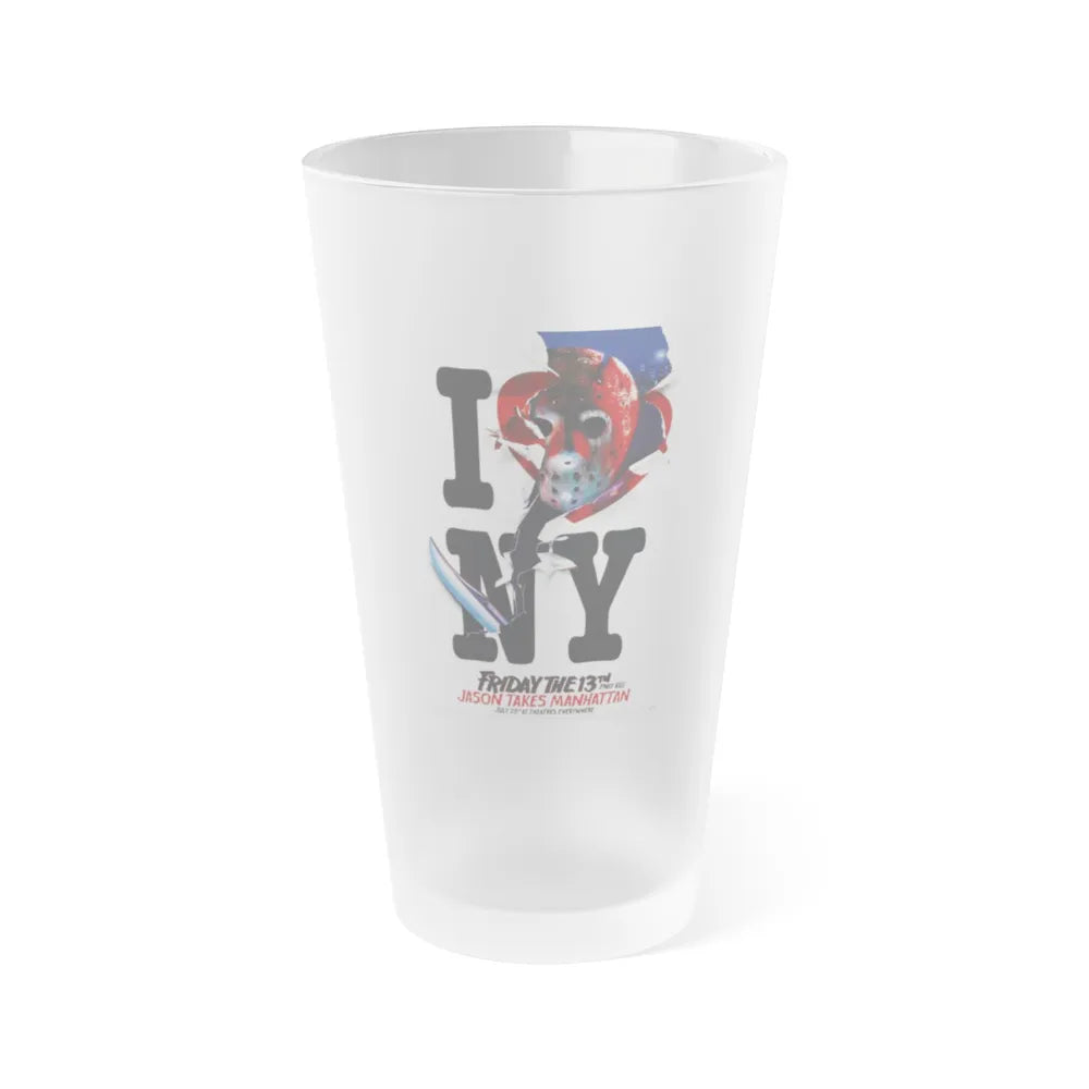 FRIDAY THE 13TH PART VIII - JASON TAKES MANHATTAN (TEASER) 1989 Movie Poster - Frosted Pint Glass 16oz-16oz-Frosted-Go Mug Yourself