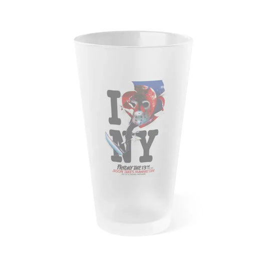 FRIDAY THE 13TH PART VIII - JASON TAKES MANHATTAN (TEASER) 1989 Movie Poster - Frosted Pint Glass 16oz 16oz Frosted - Go Mug Yourself