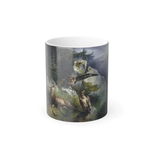 Friedrich Gauermann (1807-1862) Adler und sterbender Hirsch am Seeufer (Eagles and dying deer on the lak-0 - Color Changing Mug 11oz 11oz - Go Mug Yourself