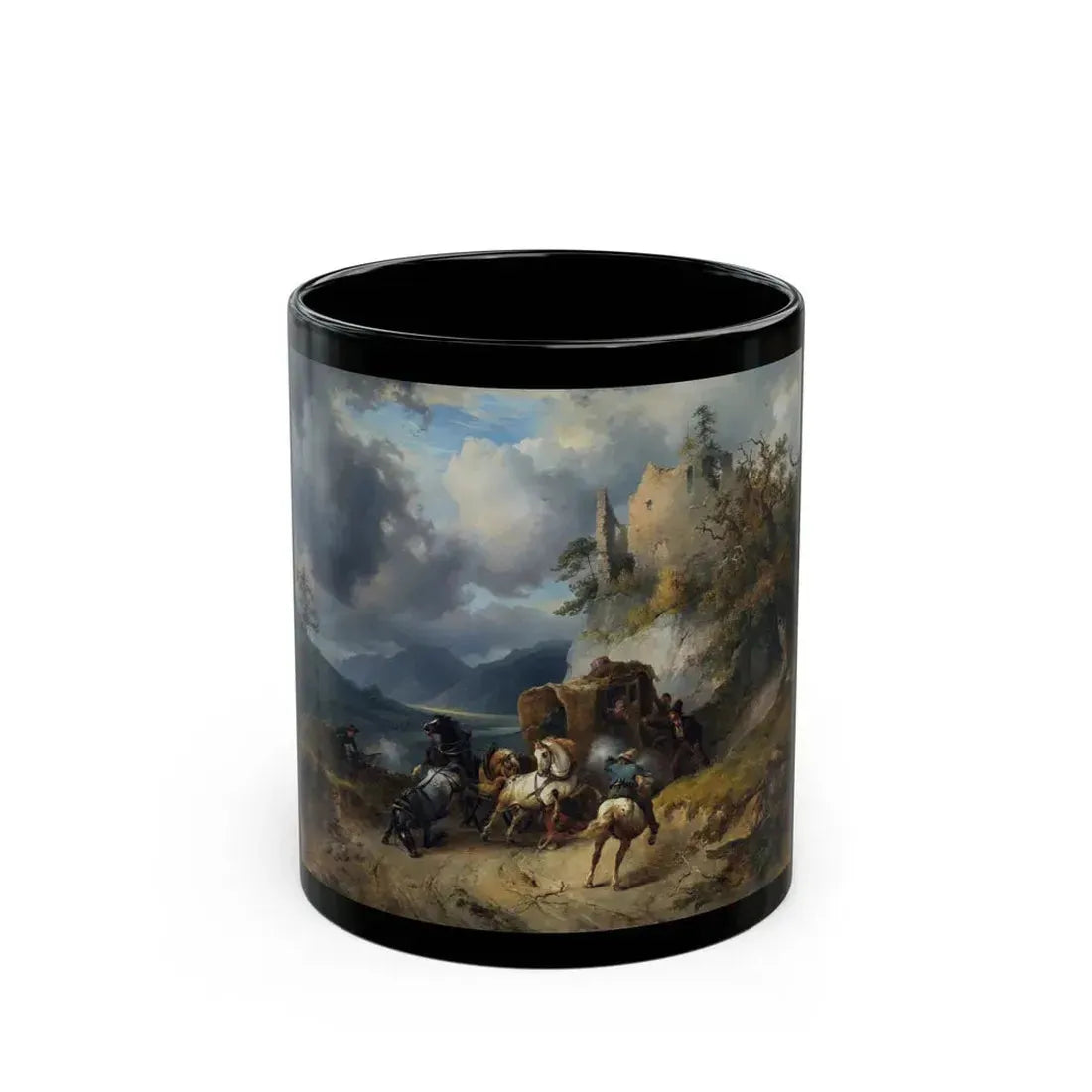 Friedrich Gauermann (1807-1862) Ueberfall (The Robbery) - Black Coffee Mug 11oz - Go Mug Yourself