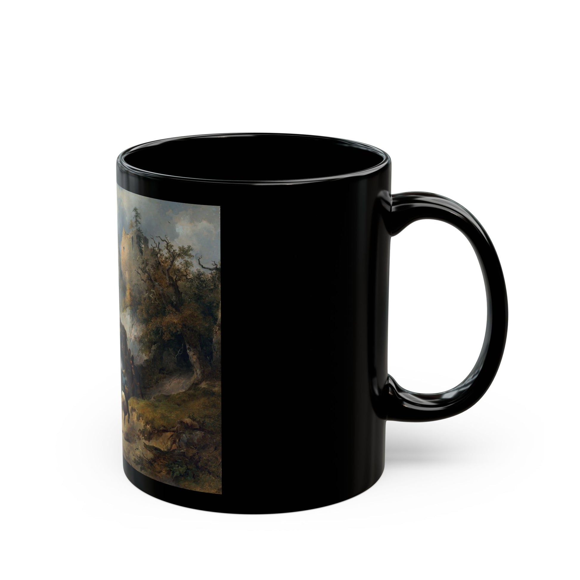 Friedrich Gauermann (1807-1862) Ueberfall (The Robbery) - Black Coffee Mug-Go Mug Yourself