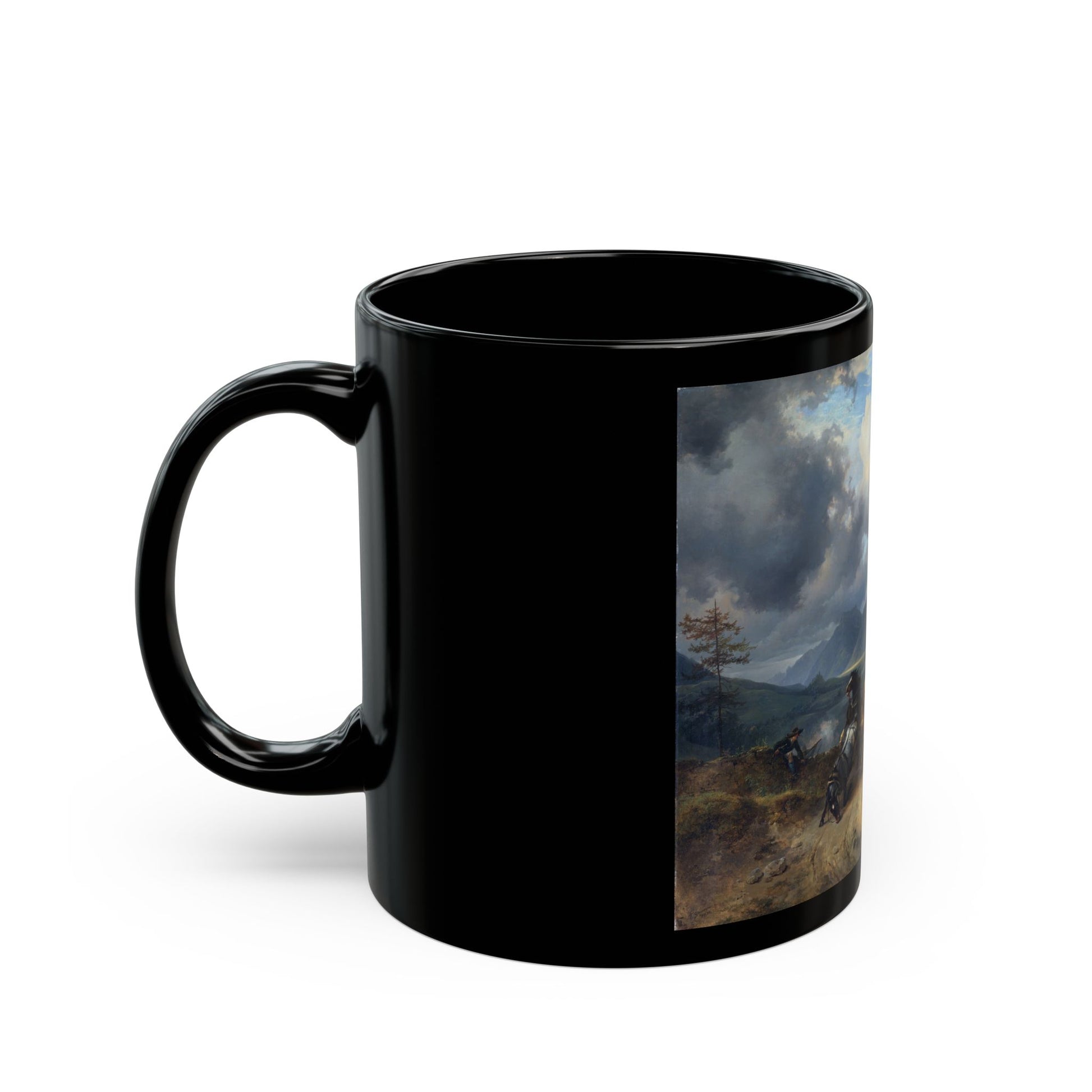 Friedrich Gauermann (1807-1862) Ueberfall (The Robbery) - Black Coffee Mug-Go Mug Yourself