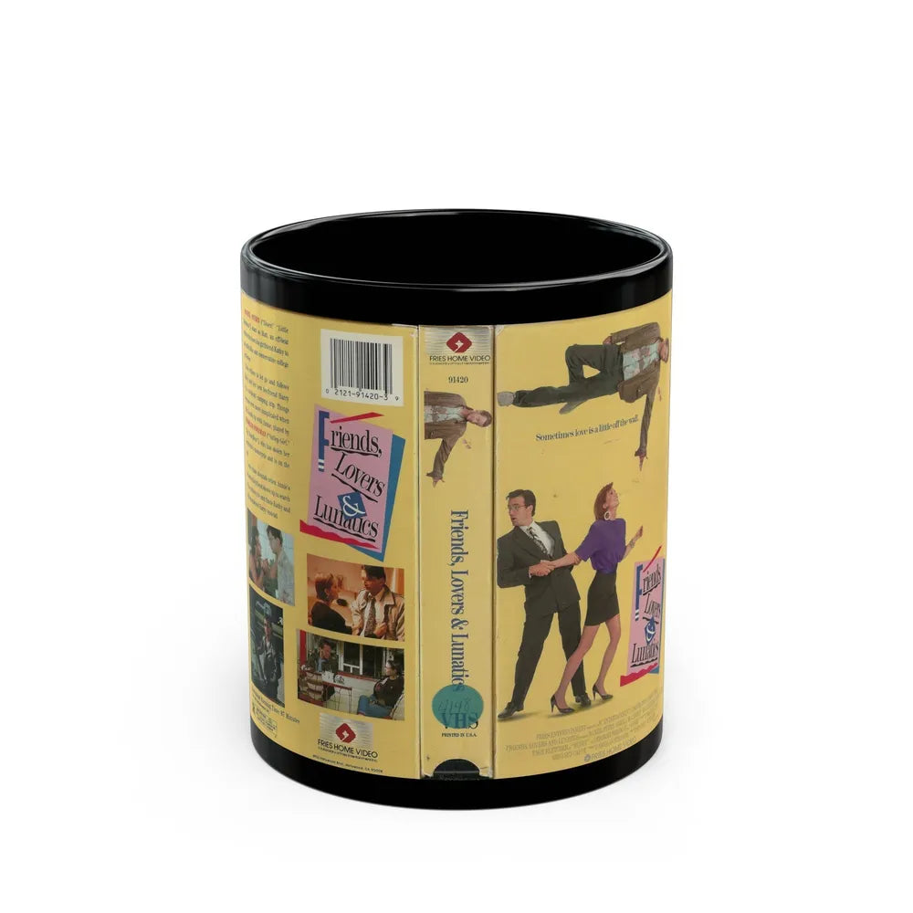 FRIENDS LOVERS AND LUNATICS (VHS COVER) - Black Coffee Mug-11oz-Go Mug Yourself