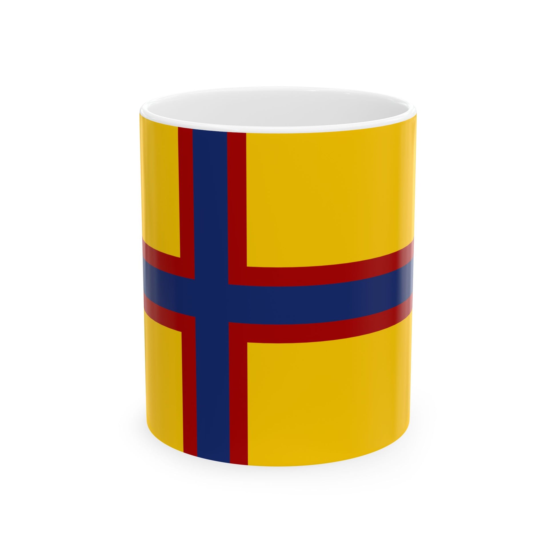 Friesenflagge mit skandinavischen Kreuz (Germany) White Coffee Mug-11oz-Go Mug Yourself