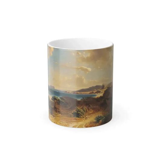 Fritz Bamberger (1814-1873) Beach at Estepona with a View of a Rock of Gibraltar - 1855 - Color Changing Mug 11oz 11oz - Go Mug Yourself