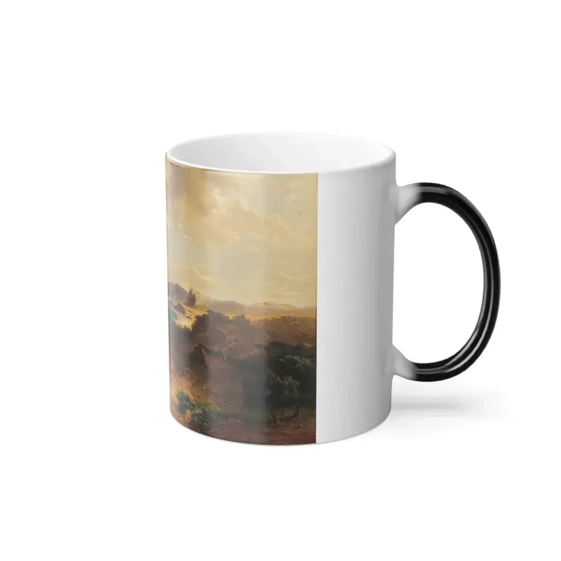 Fritz Bamberger (1814-1873) Beach at Estepona with a View of a Rock of Gibraltar - 1855 - Color Changing Mug 11oz - Go Mug Yourself