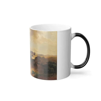Fritz Bamberger (1814-1873) Beach at Estepona with a View of a Rock of Gibraltar - 1855 - Color Changing Mug 11oz - Go Mug Yourself