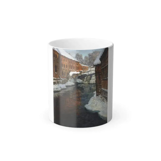 Fritz Thaulow (1847-1906) Fra Akersolven (The Akerselven River in the Snow) - Color Changing Mug 11oz 11oz - Go Mug Yourself