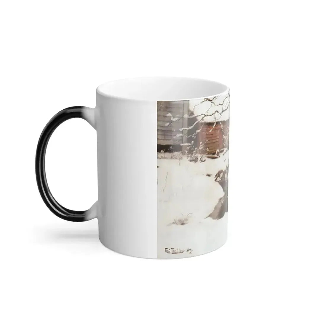 Fritz Thaulow (1847-1906) winter on the isle of stord - Color Changing Mug 11oz - Go Mug Yourself