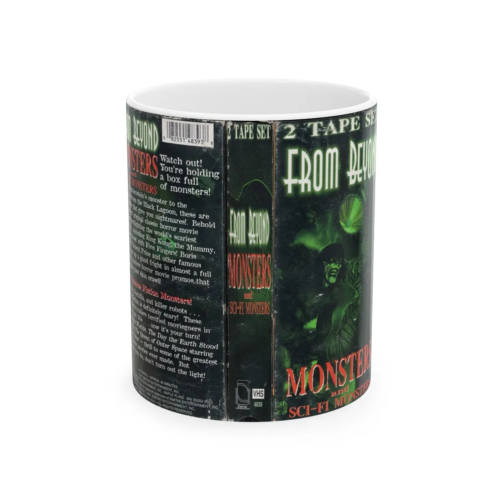 FROM BEYOND MONSTERS AND SCI FI MONSTERS (VHS COVER) - White Coffee Mug-11oz-Go Mug Yourself