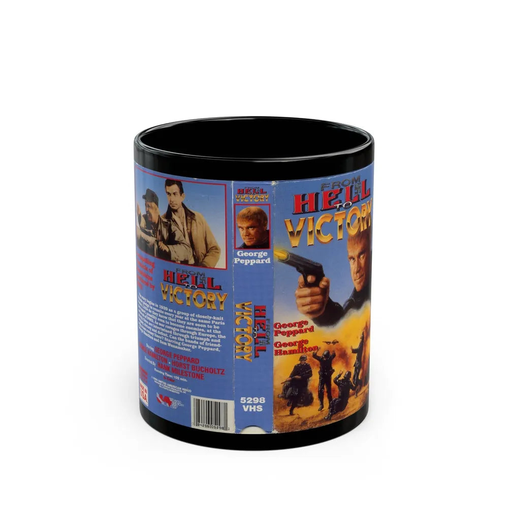 FROM HELL TO VICTORY (VHS COVER) - Black Coffee Mug-11oz-Go Mug Yourself