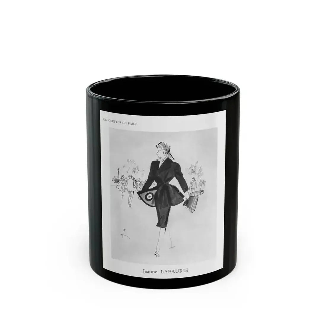 From the Jaye Oliver Archives, Jeanne Lafaurie, 1945 - Black Coffee Mug 11oz - Go Mug Yourself