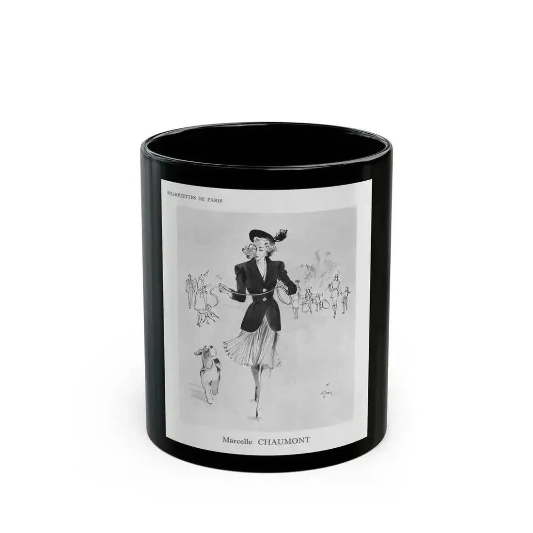From the Jaye Oliver Archives, Marcelle Chaumont, 1945 - Black Coffee Mug 11oz - Go Mug Yourself