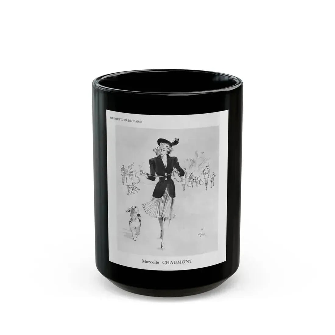From the Jaye Oliver Archives, Marcelle Chaumont, 1945 - Black Coffee Mug 15oz - Go Mug Yourself