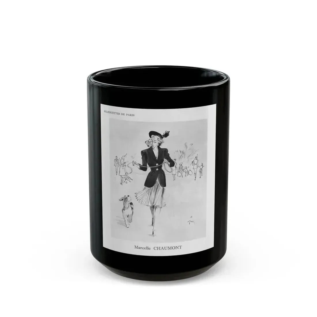 From the Jaye Oliver Archives, Marcelle Chaumont, 1945 - Black Coffee Mug 15oz - Go Mug Yourself