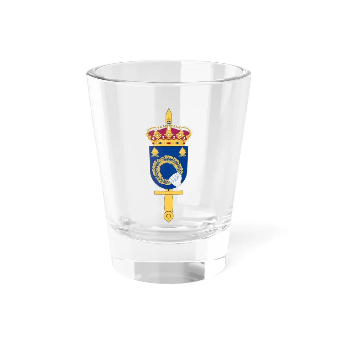 Försvarsmaktens ledarskaps- och idrottscentrum vapen (Sweden) (Coat of Arms) Shot Glass 1.5oz 1.5oz - Go Mug Yourself
