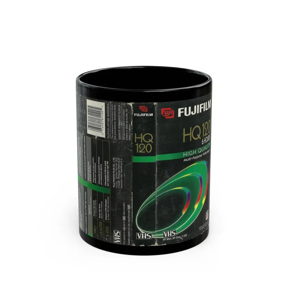 FUGIFILM HQ120 BLANK VIDEO TAPE (VHS COVER) - Black Coffee Mug 11oz - Go Mug Yourself