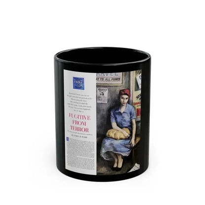 Fugitive From Terror (1), Saturday Evening Post, April 9, 1949 - Black Coffee Mug 11oz - Go Mug Yourself