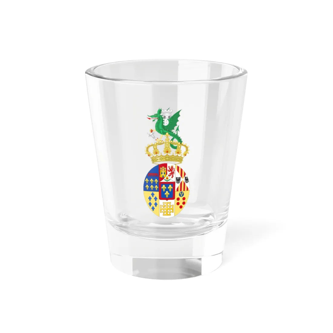 Full coat of arms of Prince Louis of the Two Sicilies Count of Trani (Italy) (Coat of Arms) Shot Glass 1.5oz 1.5oz - Go Mug Yourself