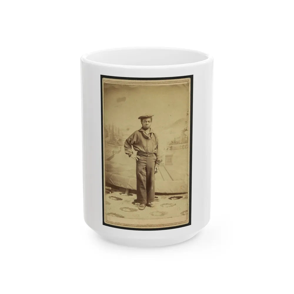 Full-Length Portrait Of An African American Sailor, Facing Front (U.S. Civil War) White Coffee Mug-15oz-Go Mug Yourself